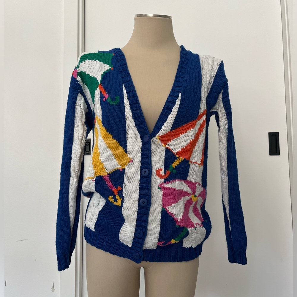Colorful Umbrella Patterned Cardigan